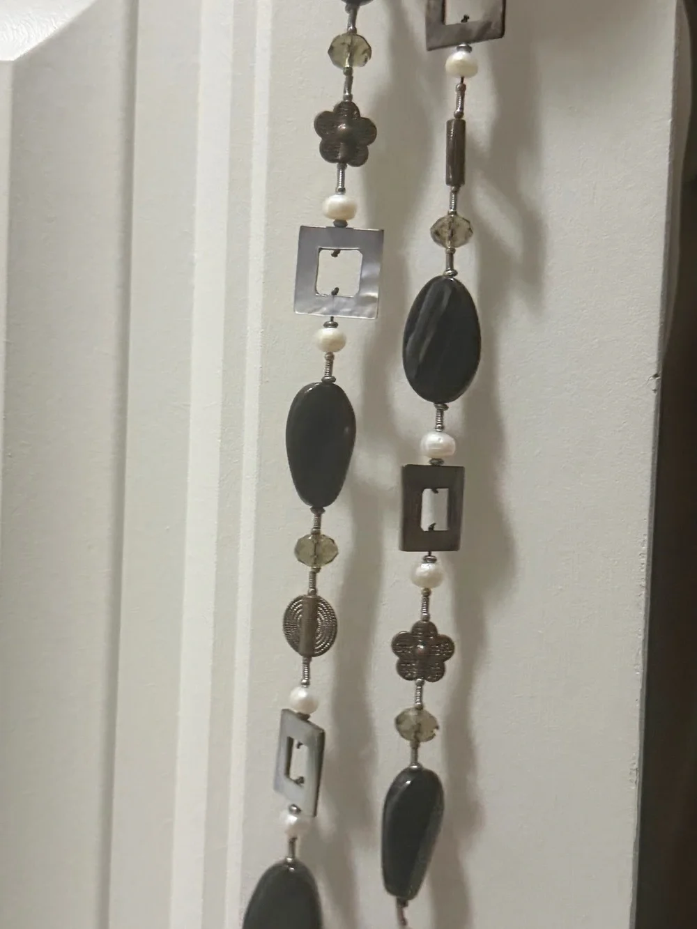 Plunder Black and Pearl Hanging Bead Wall Accent